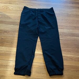 Prada Milano Tech Trouser Black Rubber Logo Ankle Strap Size 46 Italy